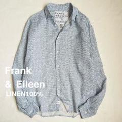 フランクアンドアイリーン Paul リネン100%　ドレスシャツ 花柄 ブルー フランクアンドアイリーン Paul リネン100% ドレスシャツ 花柄