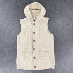 美USED ビームス ケーブル アラン フーデッド ニット ベスト メンズ L