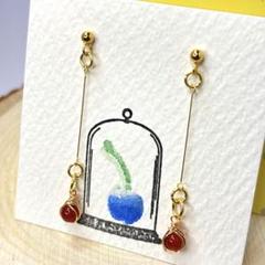 カーネリアン◎ゆらゆらピアス◎ワイヤーラッピング＊ハンドメイド