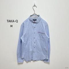 タカキュー| スリムフィットワイシャツ【M】長袖トリコロールライン ライトブルー