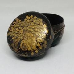 最終値下 時代総梨子地 御所車 蒔絵 棗 時代箱添(検:蒔絵 石川