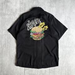 【Houston】ボーリングシャツ　ハンバーガー　レーヨン　50s ロカビリー