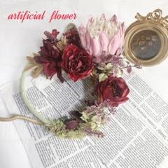 ドライフラワー風リース☆アーティフィシャルフラワーリース☆玄関リース