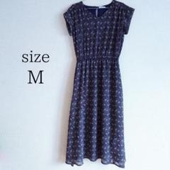 【OLIVE des OLIVE】ロングワンピース ウエストゴム ネイビー M