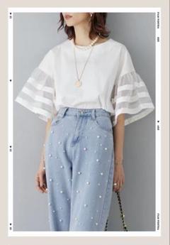 再入荷　オーガンジーラインスリーブトップス　frene