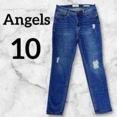 Angels【10】スキニーデニム ダメージ加工 ストレッチ デニムブルー