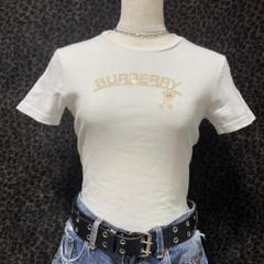 Burberry　ホースロゴ　切りっぱなし　パフスリーブ T　平成ギャル　Y2K 美品】希少 バーバリーブルーレーベル y2k オフショルダー