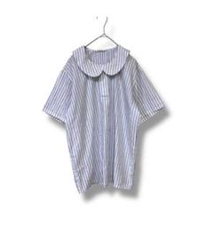 東京ブラウス Feminine 半袖ブラウス　シャツ　ストライプ　丸襟　春夏