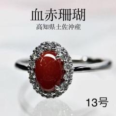 Pt950 血赤珊瑚ダイヤ取り巻きリング 13号 - メルカリ