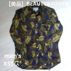 【美品】BEAUTY&YOUTH 長袖シャツ XS ボタニカル ネイビー