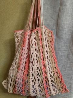 アリーゼコットンゴールド　ハンドメイド　メッシュデザインのトートバッグ