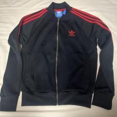 adidas 3本ライン ジャケット 黒赤