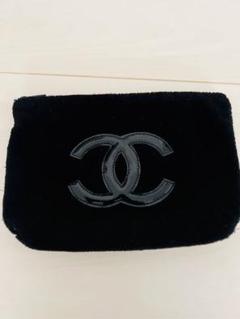 CHANEL 黒 もこもこフェイクファー ポーチ ノベルティ シャネル 激レア