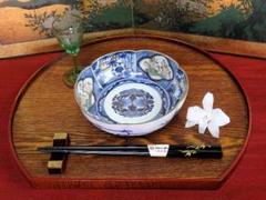 古伊万里 染錦 窓絵 雪輪に笹 花の図 膾皿 江戸期 C744AS-fbtv