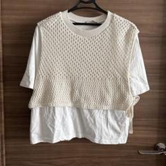 ZARA ニットベスト付きTシャツ　メッシュニットジレ付きTシャツのサムネイル