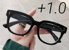 老眼鏡 +1.0 極太セルフレーム 黒縁のサムネイル