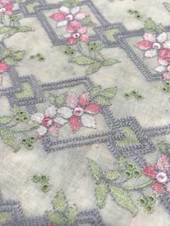 レトロ レース生地 刺繍 花柄 90✕360 エンブロイダリー