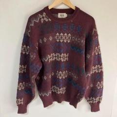 ◯90s MASSIMO DINI バーガンディ ニットセーター Lサイズ