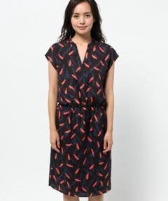 allureville キカプリントゴムギャザーワンピース スキッパー 日本製