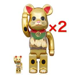 BE@RBRICK 招き猫 小判 開運 弍 金メッキ 100％ & 400％のサムネイル