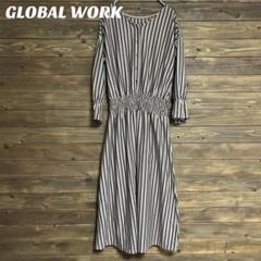 ♦︎【グローバルワーク】GLOBAL WORK ストライプ長袖ワンピース F