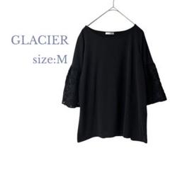 【グラシア】Mサイズ　カットソーブラウス　美品✨５分袖袖レースシアー　大人女子