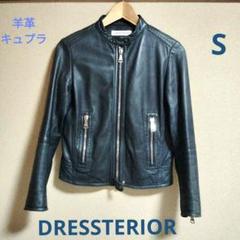 DRESSTERIOR ダークブルー シングルライダースジャケット 36　羊革 DRESSTERIOR ダークブルー シングルライダースジャケット 36 羊