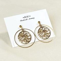 741◆ゴールド　フープ　シンプル　大ぶり　ハンドメイド　ピアス　イヤリング