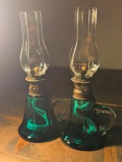 北一硝子 Vintage Antique オイルランプ ペア