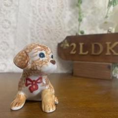 ツェラミカ☆VENA社☆ハンドメイド☆犬☆赤リボン薄茶