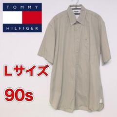 トミーヒルフィガー 半袖シャツ ワークシャツLサイズ ベージュ 90s 90年代