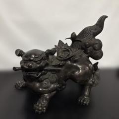 備前・牡丹唐獅子・置物・唐獅子・狛犬・床置・魔除け・厄除・縁起物 在庫一掃】 備前・牡丹唐獅子・置物・唐獅子・狛犬・床置・魔