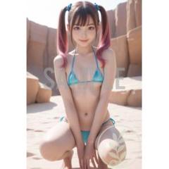 美少女 水着 グラビア セクシー 微笑み A4アート 高画質 ヨ723_21