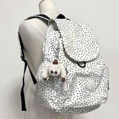 美品 KIPLING キプリング リュック バックパック ホワイト ドット 軽量 キプリング Kipling CITY ZIP MINI バックパック （New Bright