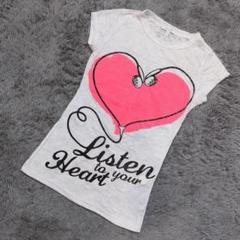 ★b1687 dELiA's【S】ハートプリント Tシャツ 透け感あり