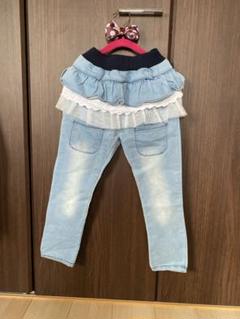 未使用！レースフリル付きデニムストレッチパンツ　ボトムス　130センチ　まとめ割