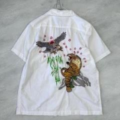 HOUSTON ヒューストン 刺繍 スカシャツ アロハシャツ Mサイズ