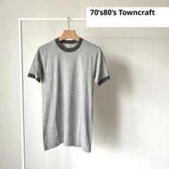 【80s】Towncraft リンガーTシャツ 杢グレー2トーン タウンクラフト