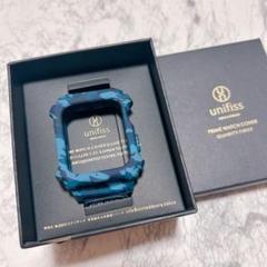 Applewatch ケース バンド 一体型 迷彩ブルー