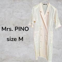 Mrs. PINO ワンピース　シャツワンピース　花柄　ピンク　肩パッド　ボタン