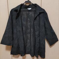 レディース　ミセス　シースルー　柄シャツ　黒・ブラック　大きサイズ　13R　LL