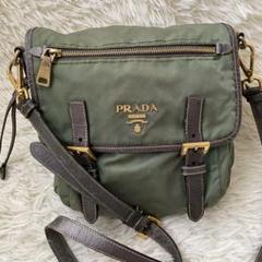 PRADA プラダ ショルダーバック ナイロン カーキ クロスボディ メタルロゴ