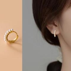 大好評♡　ゴールド　ピアス　S925　フープ　リング　両耳　パール　シンプル
