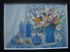坂井美智代【花の語らい】希少画集画、状態良好、新品高級額装付 坂井美智代【花の語らい】希少画集画、状態良好、新品高級額装付