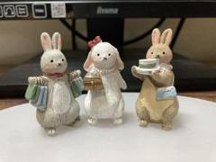 ナチュラルキッチン　ミニチュアオブジェ　お買い物ウサギ　3点セット ①