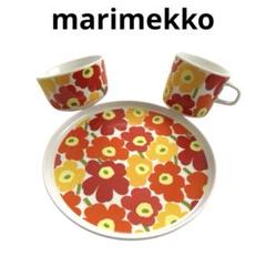 廃盤 マリメッコ ミニウニッコ キッズ 3点セット 花柄 プレート