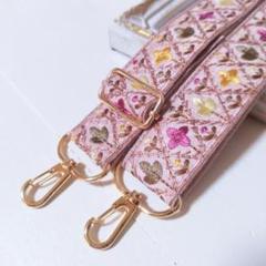 PM257 | インド刺繍リボン スマホショルダー　くすみピンク　布地