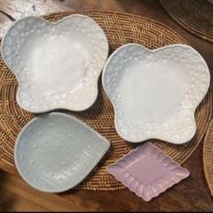 よしざわ窯 8点セット 未使用品 ヤ27 ホワイト 隅切鉢 flower pattern - 益子焼の小さな窯元