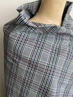 涼しくて軽いサッカー生地　チェック模様　ブルー系　　ハンドメイド　手作り　新品