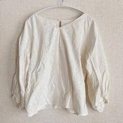 studio CLIP ホワイト 七分袖トップス 刺繍入り Mサイズ